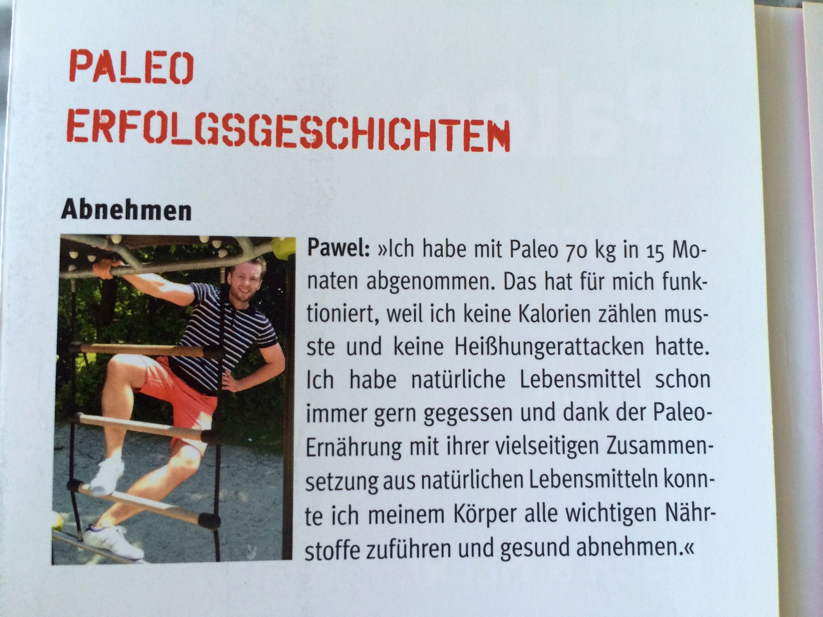 Erfolgsgeschichte von Pawel im Pocket-Guide vom Kochbuch "Paleo - Power for Life".